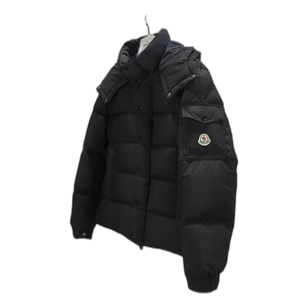 Moncler Maya Matte Hooded Down Jacket in Black
