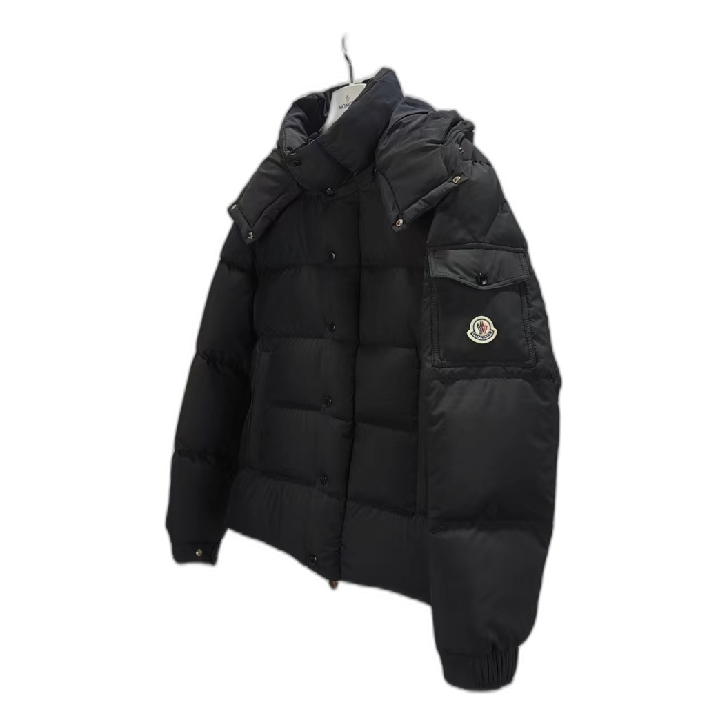 Moncler Maya Matte Hooded Down Jacket in Black