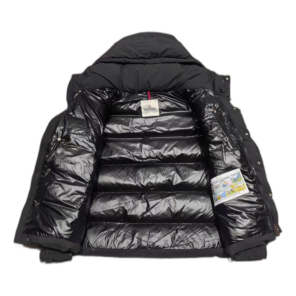 Moncler Maya Matte Hooded Down Jacket in Black