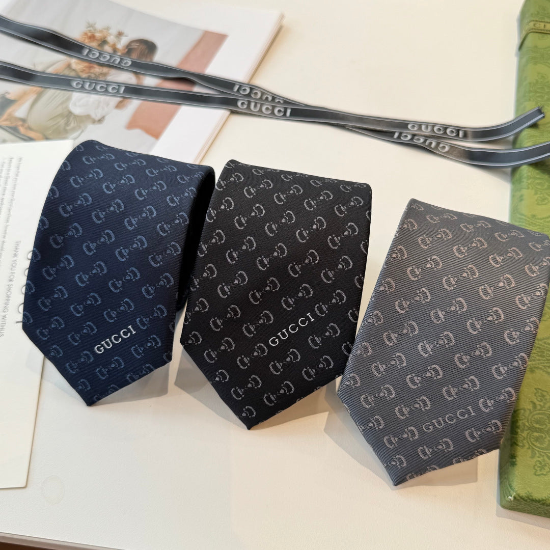 Gucci Style Men's Tonal GG Logo Silk Tie