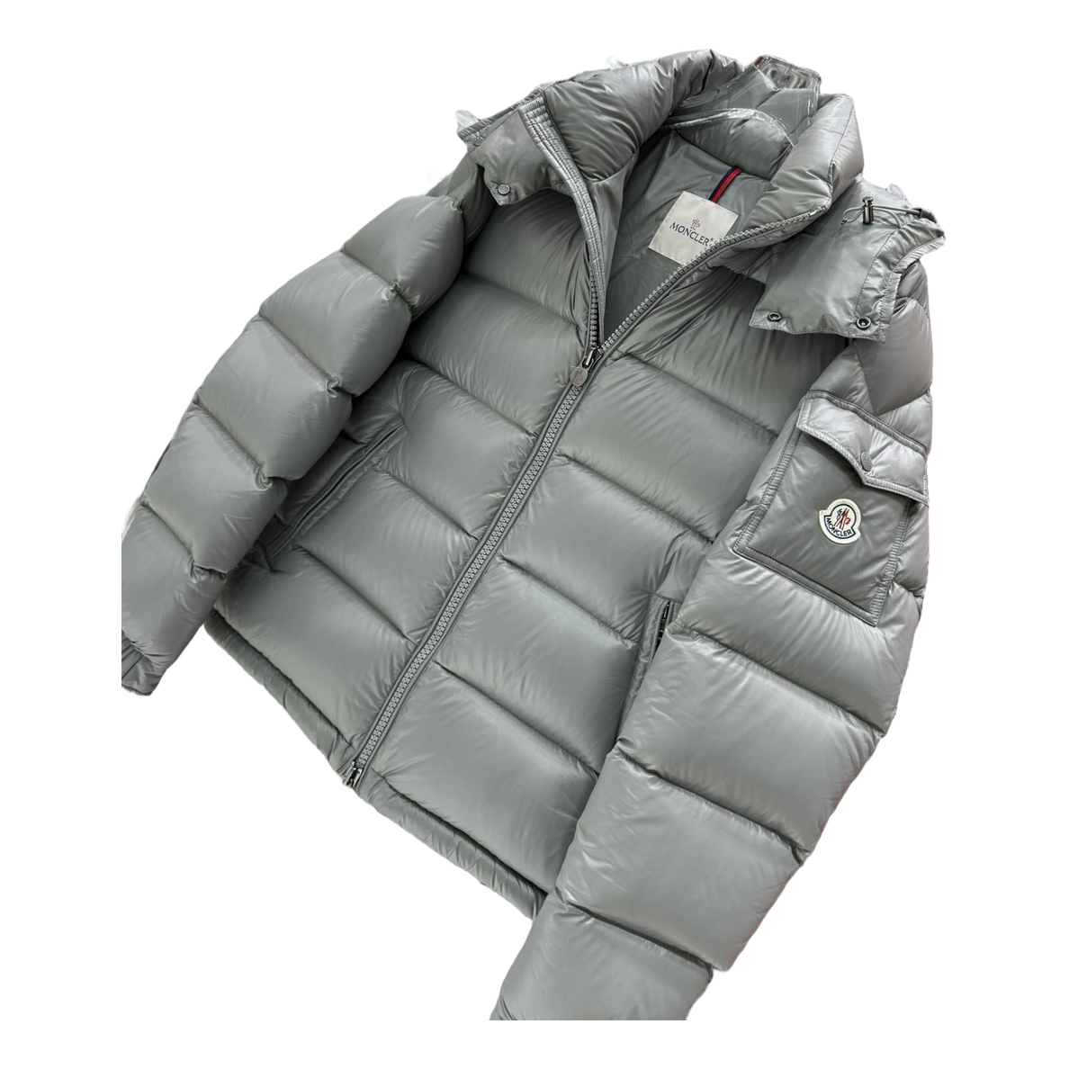 Moncler Maya Hooded Down Jacket in Gray