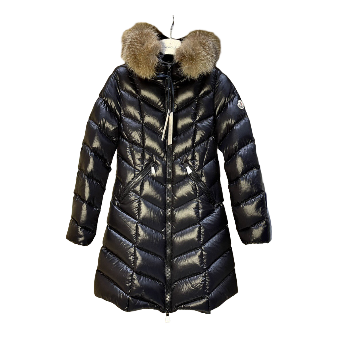 Moncler Fulmarus Chevron-Quilted Hooded Puffer Coat in Black