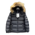 Moncler Fur-Trim Hooded Short Puffer Jacket in Black
