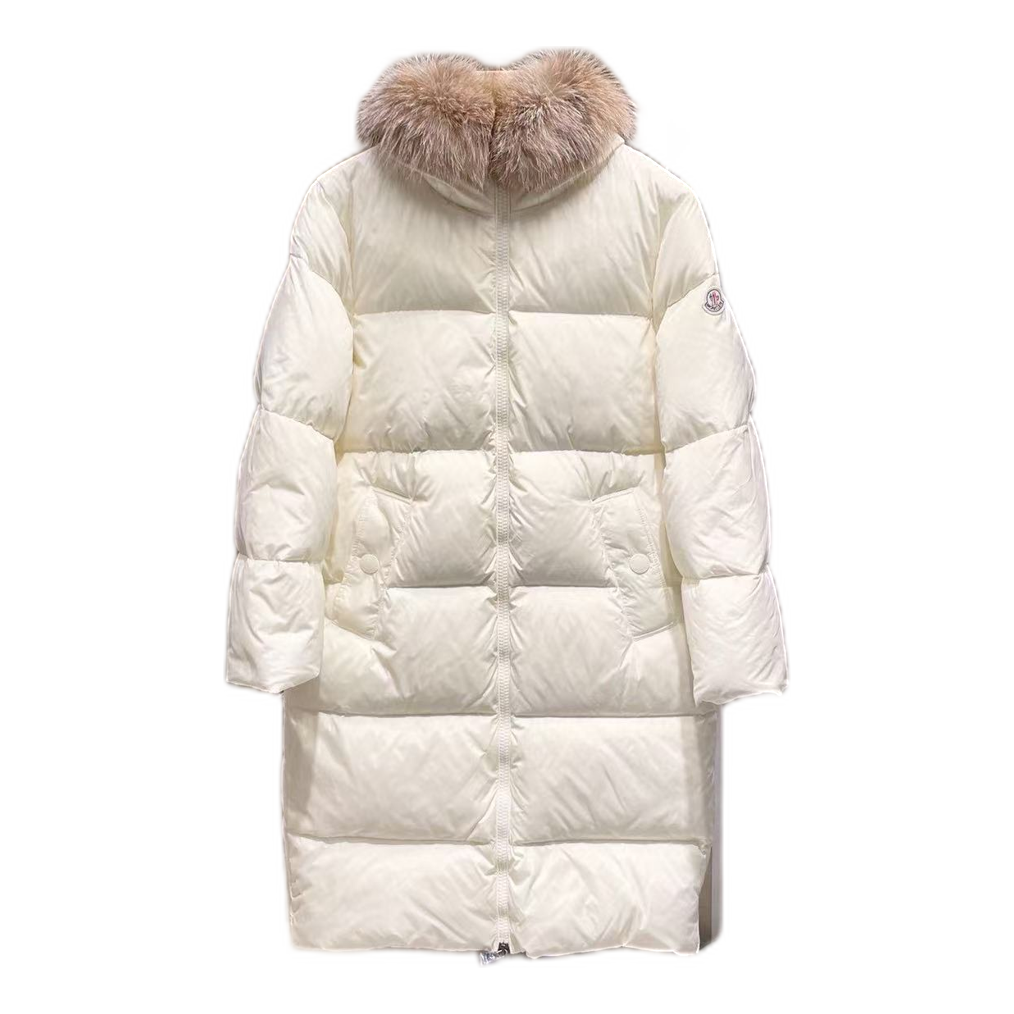 Moncler Marrionnier Long Down Coat in Ivory