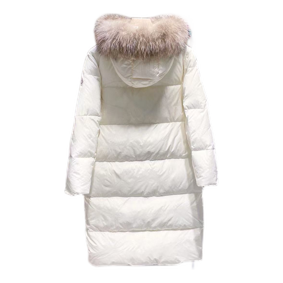 Moncler Marrionnier Long Down Coat in Ivory
