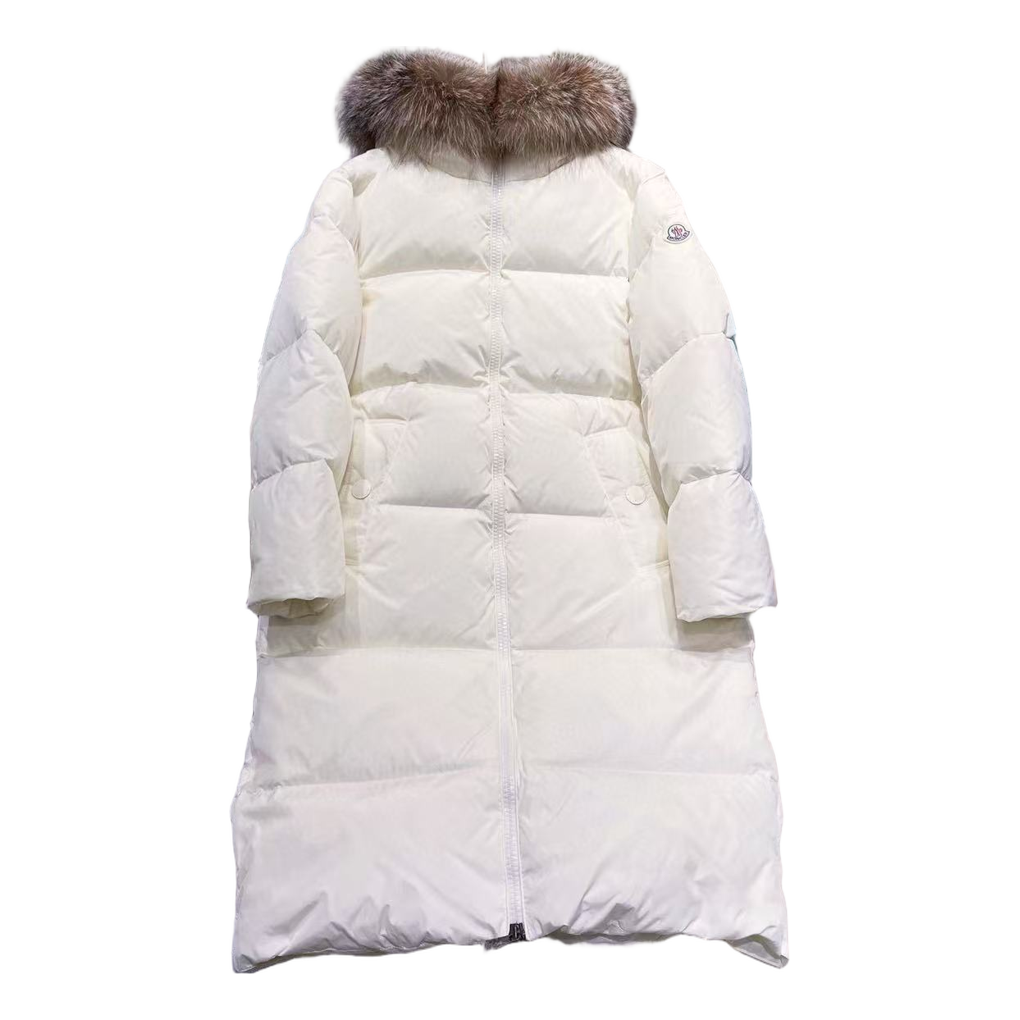 Moncler Marrionnier Long Down Coat in Ivory