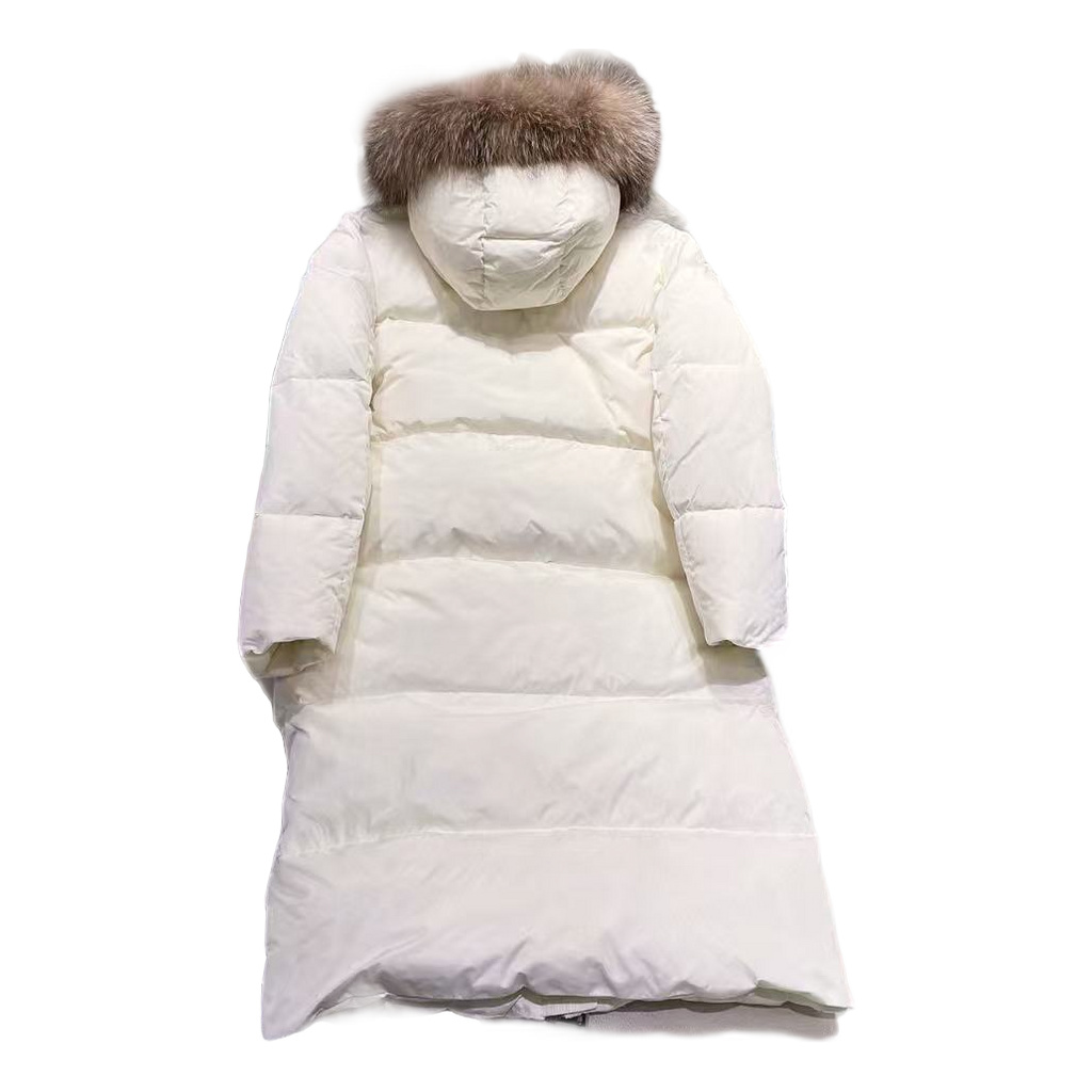 Moncler Marrionnier Long Down Coat in Ivory