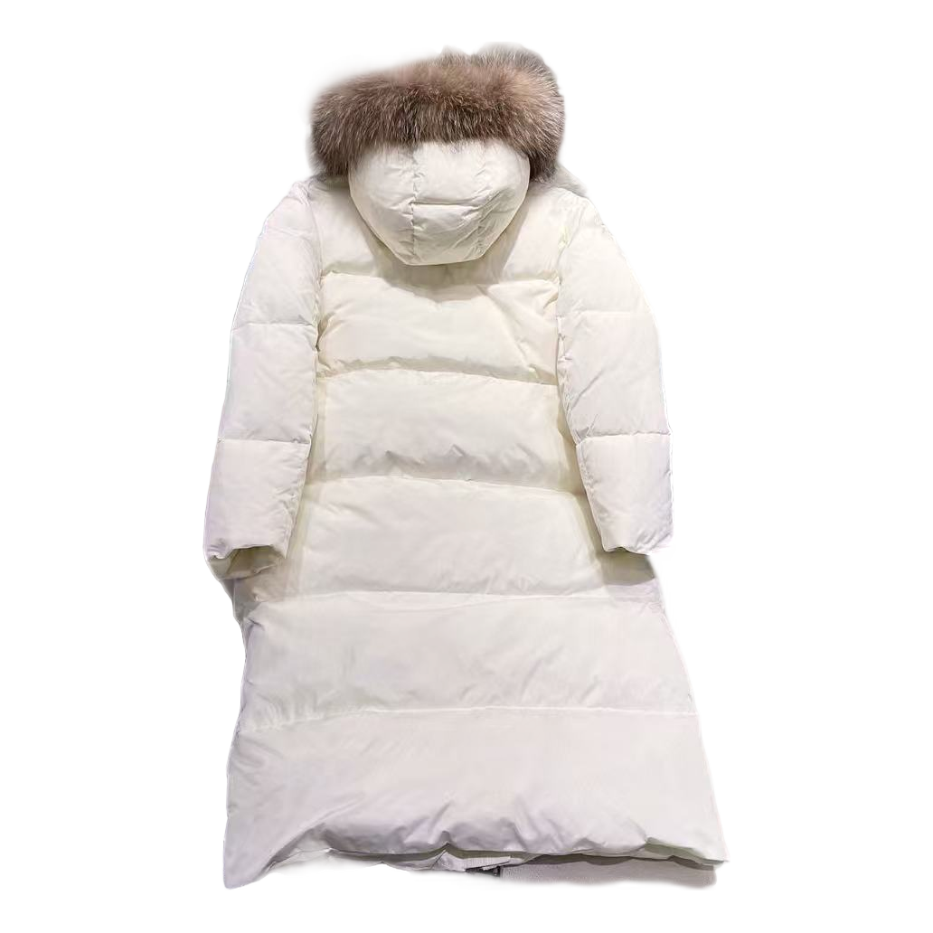 Moncler Marrionnier Long Down Coat in Ivory