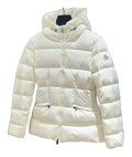 Moncler Fitted Hooded Short Puffer Jacket in Ivory