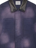 Arte Antwerp faded-effect leather-collar denim jacket