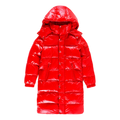 Moncler Hanoverian Glossy Hooded Long Puffer Coat in Red