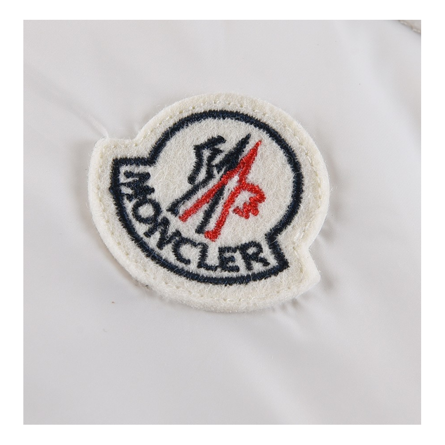 Moncler Glossy Hooded Down Jacket with Tricolor Sleeve Stripes