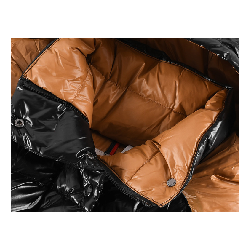 Moncler Copper-Lined Glossy Short Puffer Jacket in Black