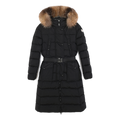 Moncler Khloe Belted Fur-Trim Hooded Down Coat in Black