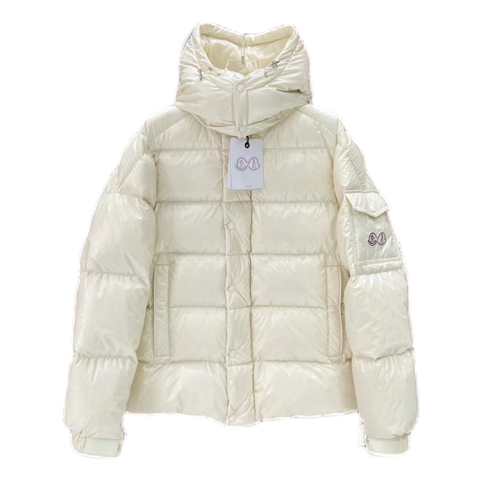 Moncler Maya 70th Anniversary Hooded Down Jacket with Glossy Finish