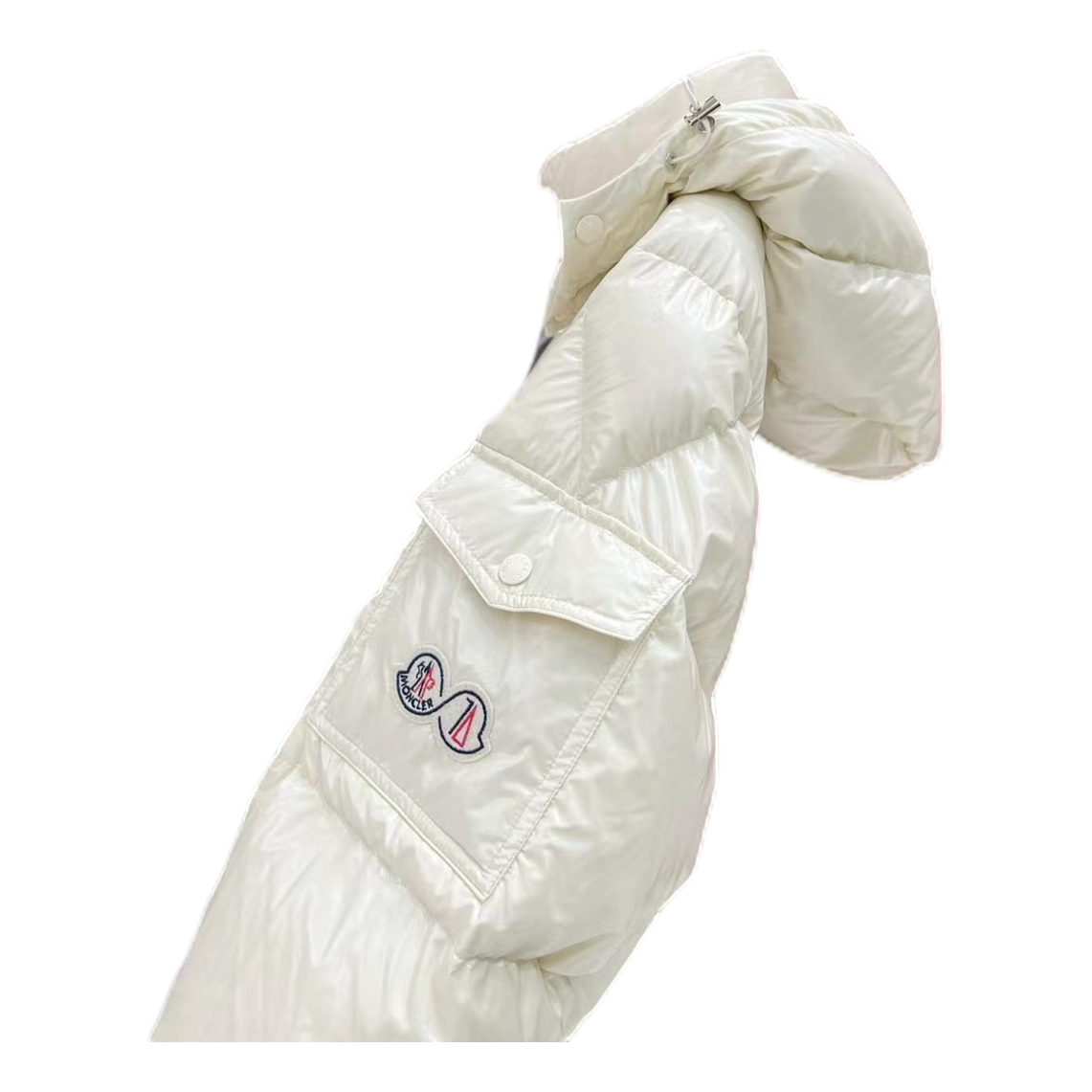 Moncler Maya 70th Anniversary Hooded Down Jacket with Glossy Finish
