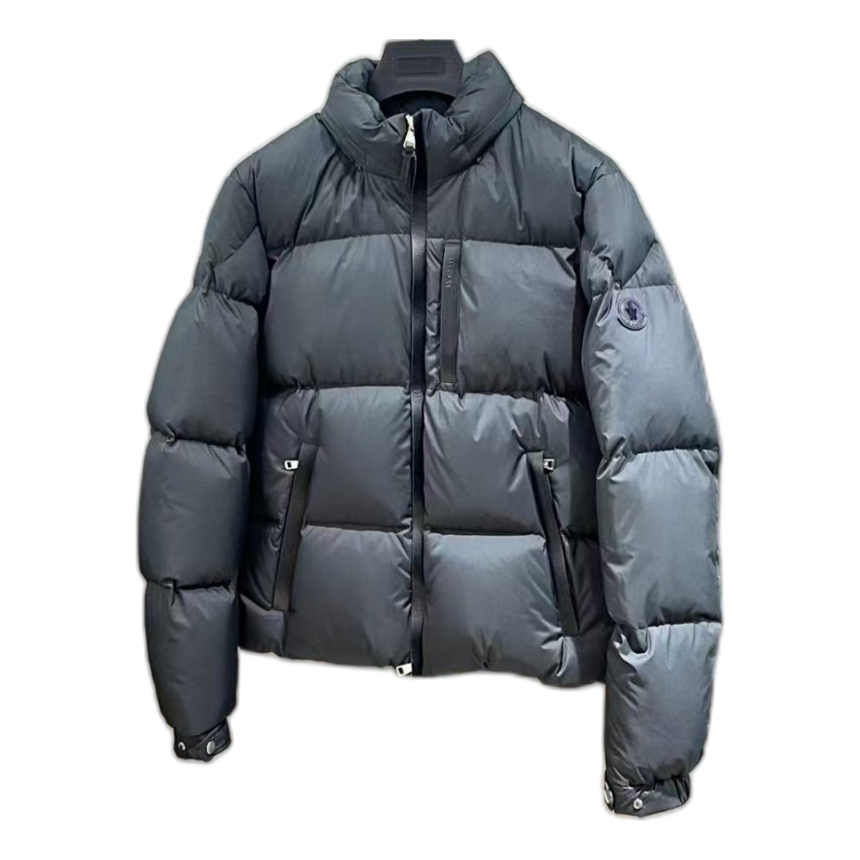 Moncler Stand-Collar Quilted Down Jacket in Black