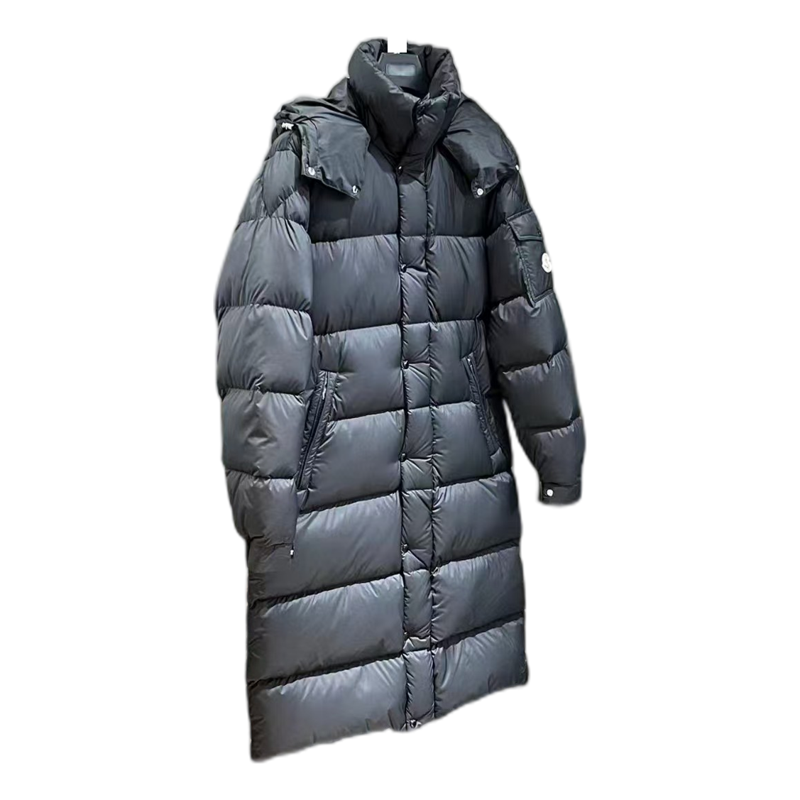Moncler Hanoverian Long Hooded Down Puffer Coat in Black