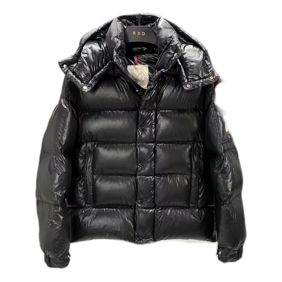Moncler Maya 70th Anniversary Hooded Down Jacket with Glossy Finish