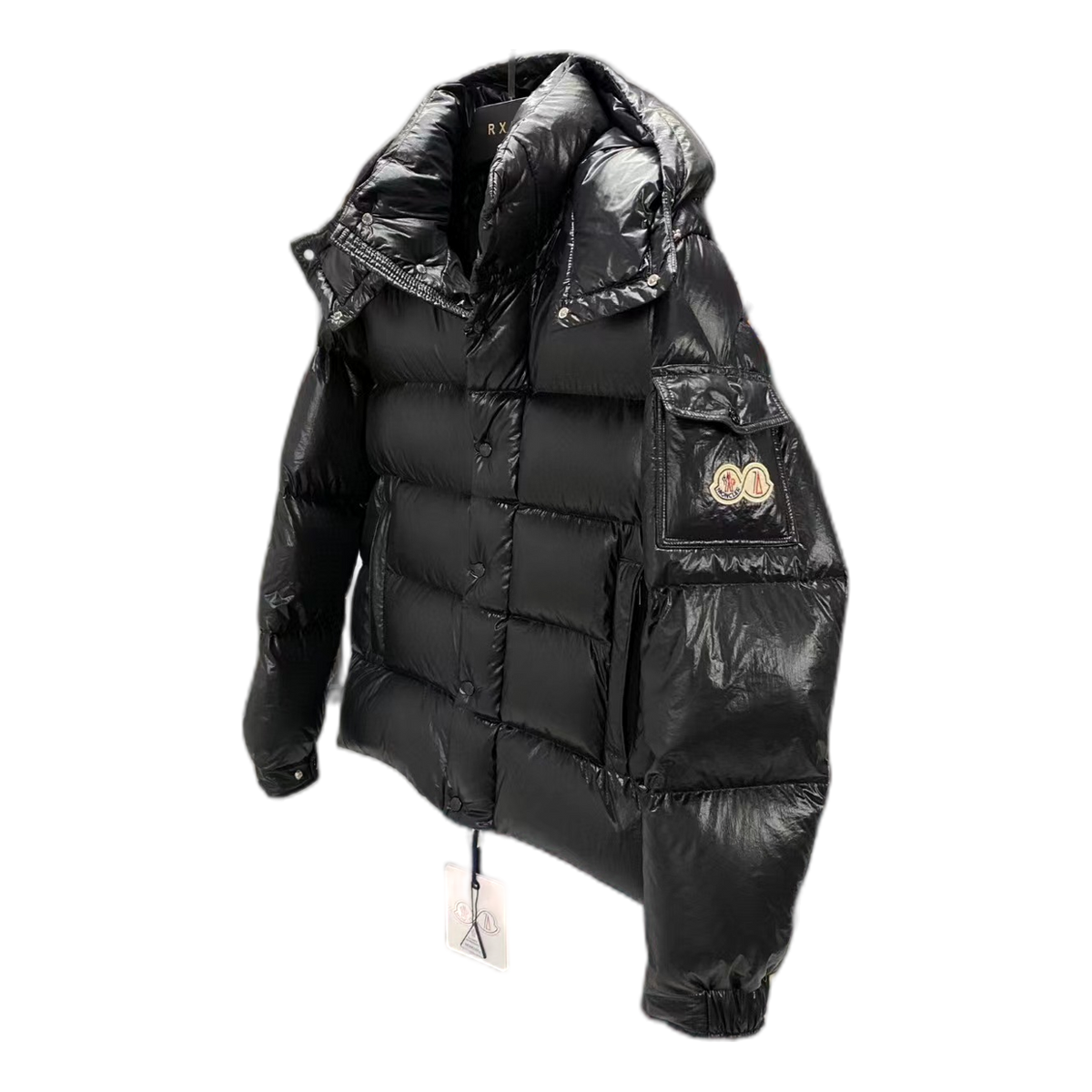 Moncler Maya 70th Anniversary Hooded Down Jacket with Glossy Finish