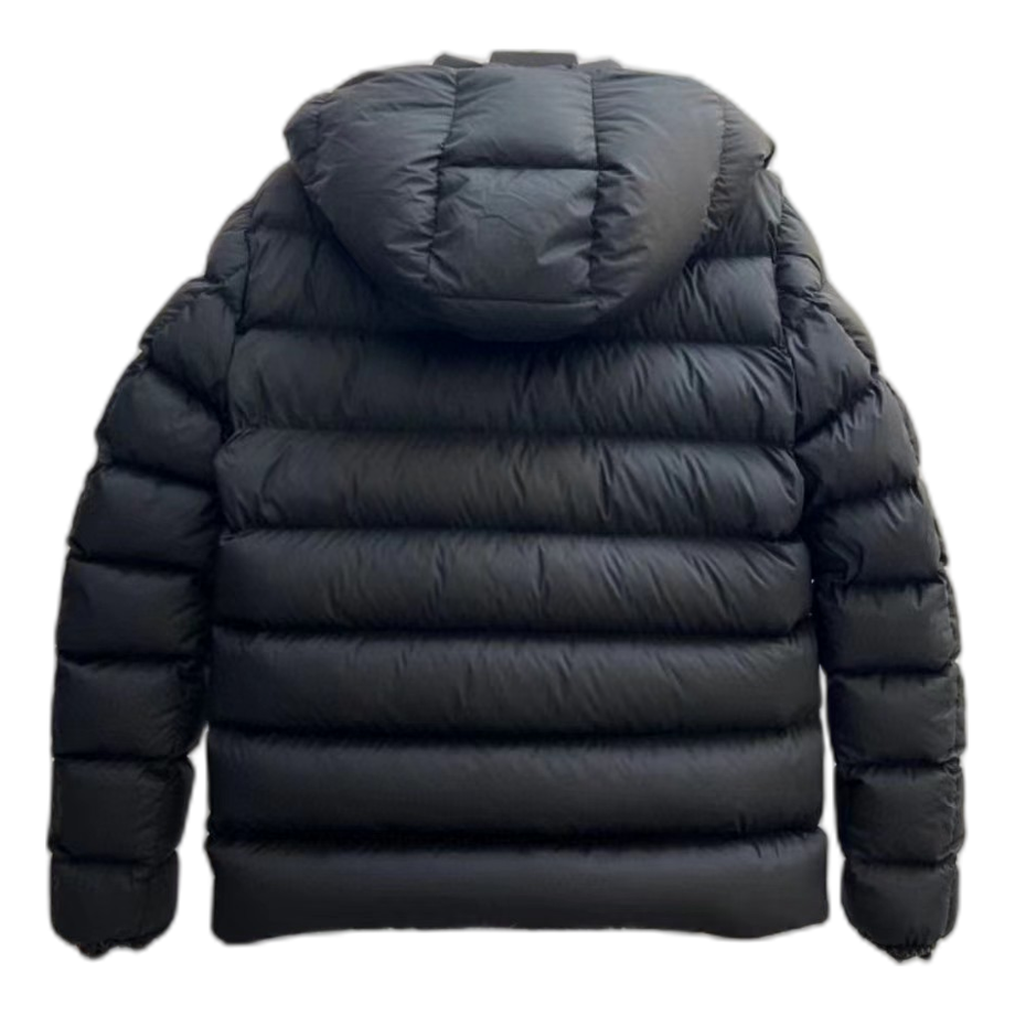 Moncler Vertical-Logo Snap-Front Down Jacket in Black