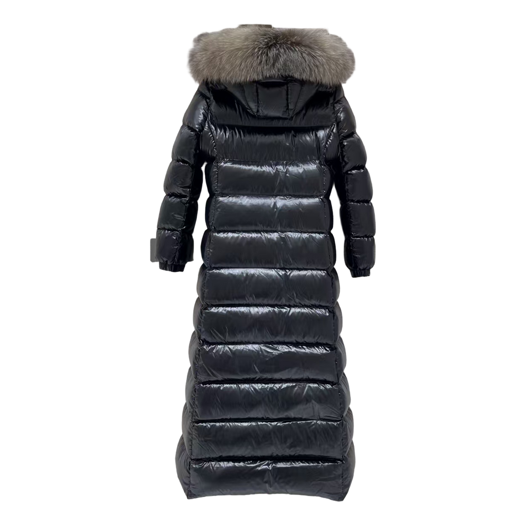 Moncler Hudson Fur-Trim Long Down Puffer Coat