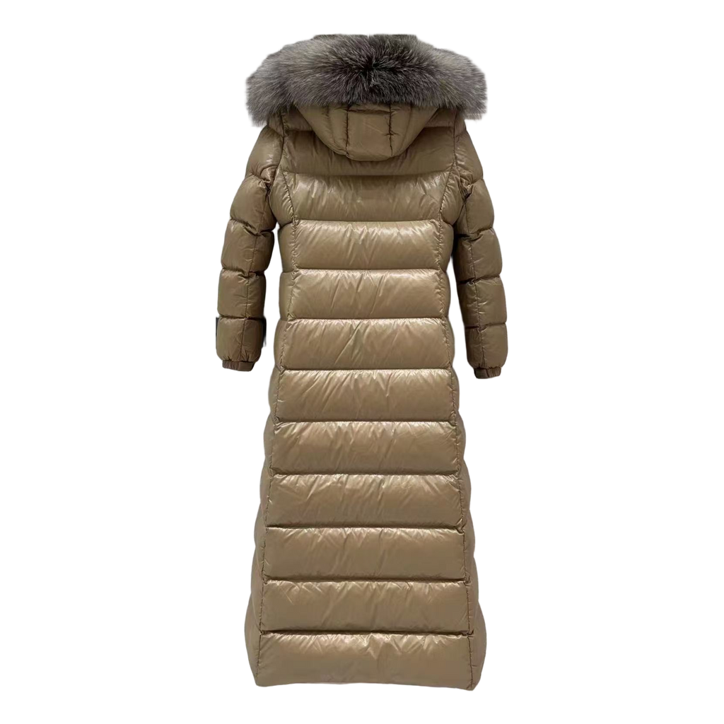 Moncler Hudson Fur-Trim Long Down Puffer Coat