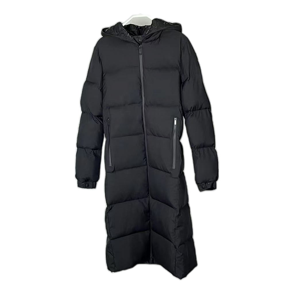 Moncler Matte Hooded Long Down Coat in Black