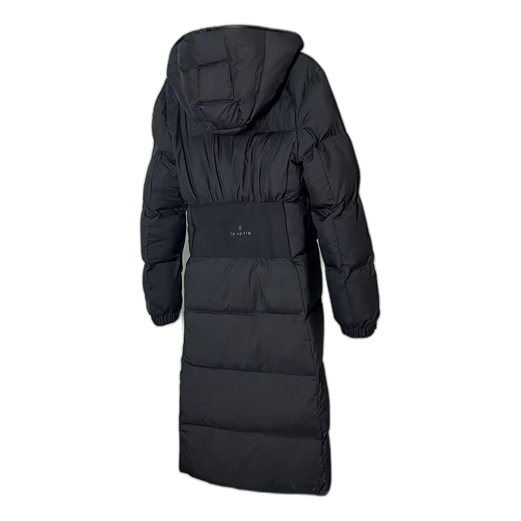 Moncler Matte Hooded Long Down Coat in Black