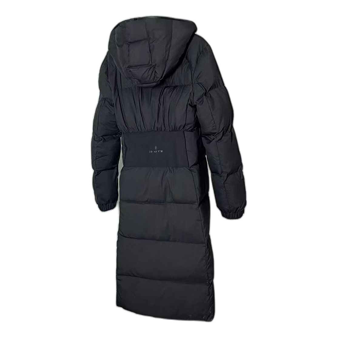 Moncler Matte Hooded Long Down Coat in Black
