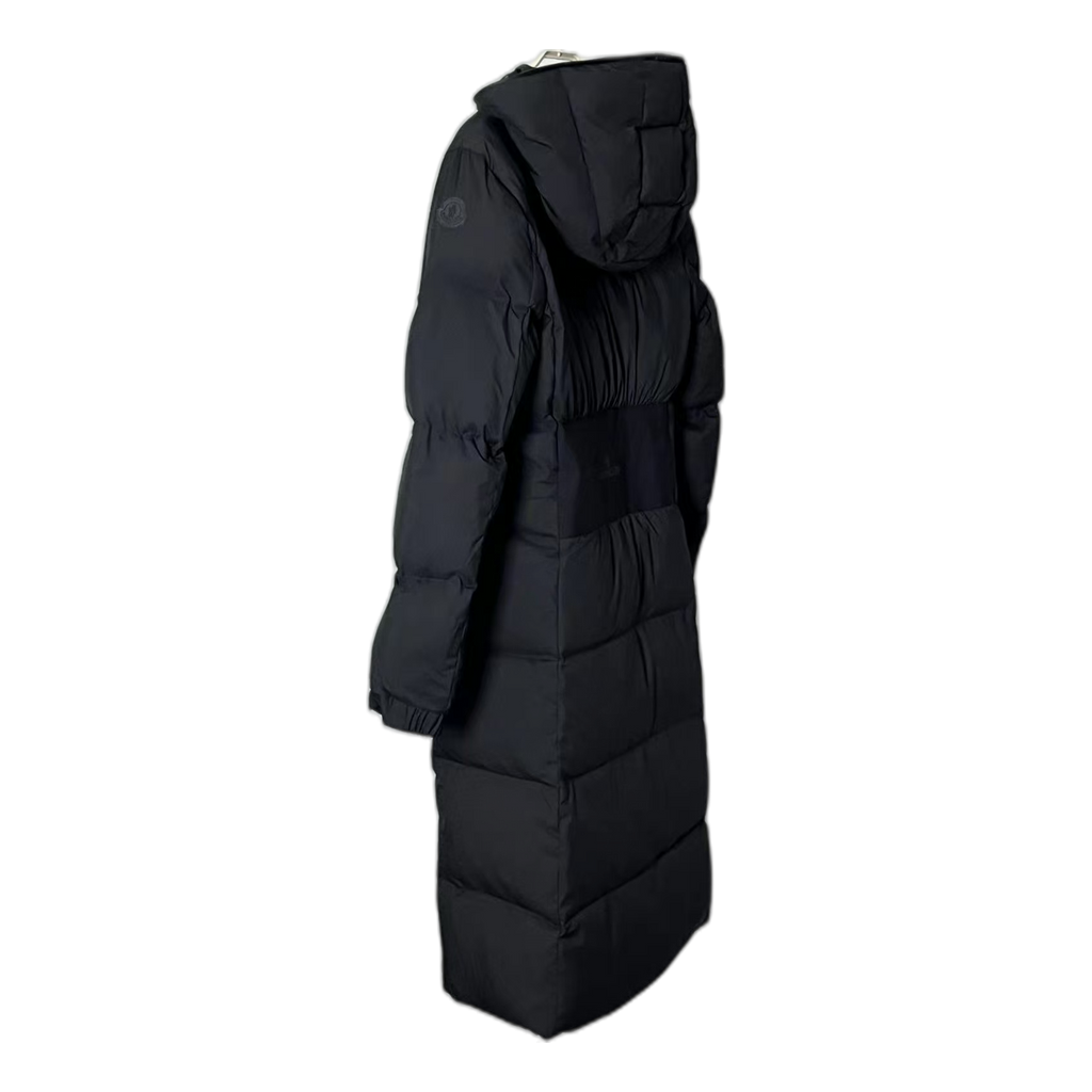 Moncler Matte Hooded Long Down Coat in Black