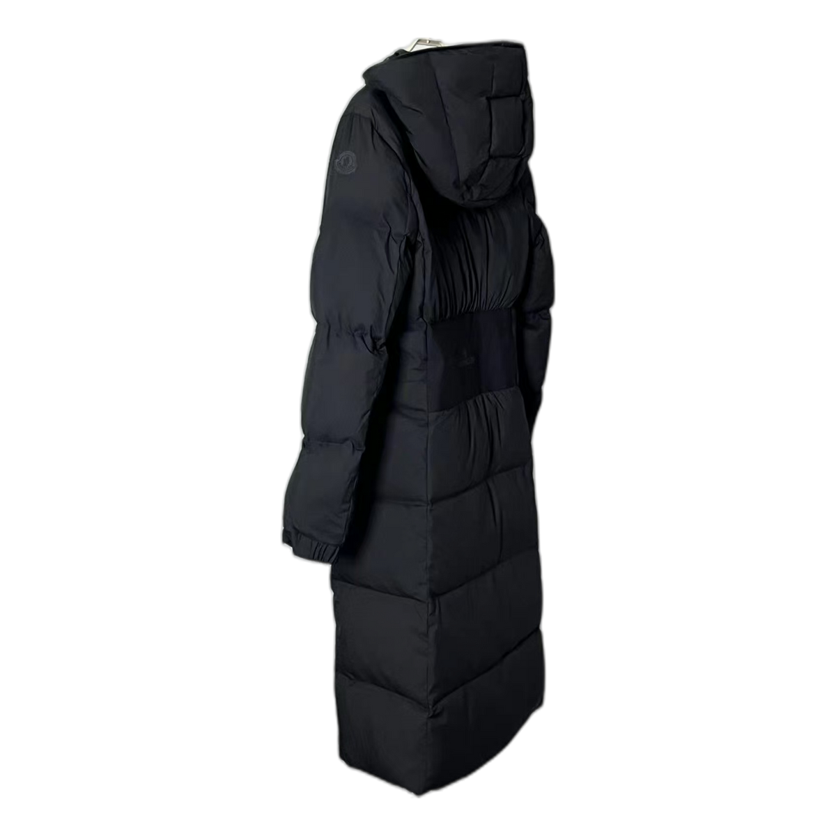 Moncler Matte Hooded Long Down Coat in Black