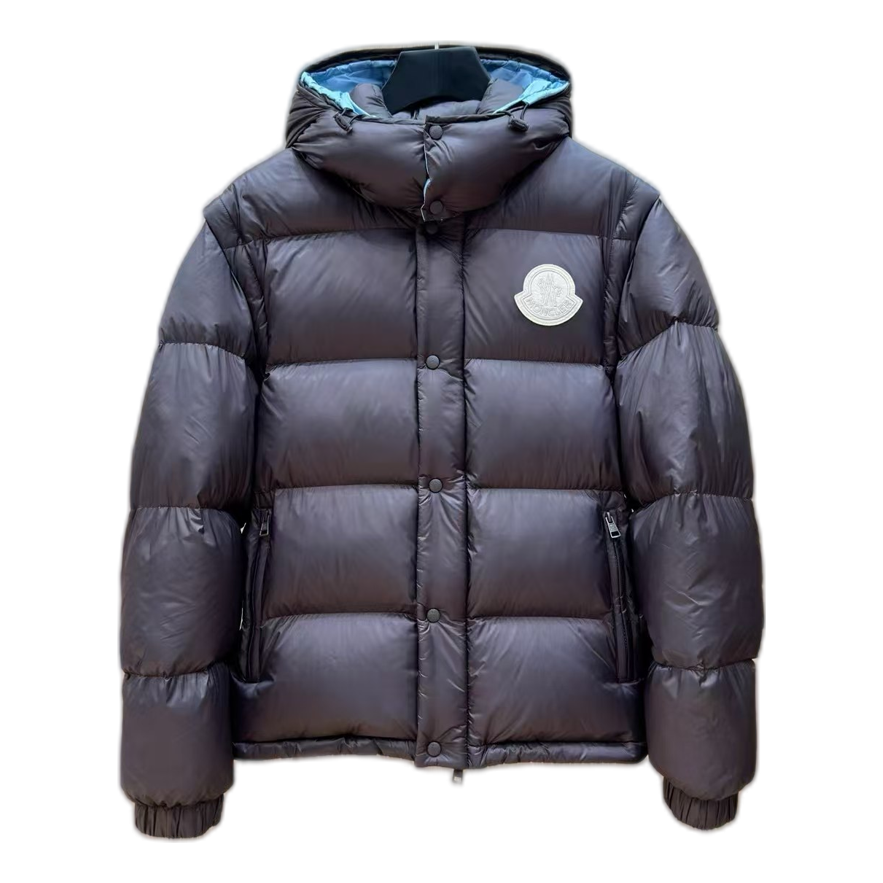 Moncler Oversized Hooded Down Jacket with Chest Badge