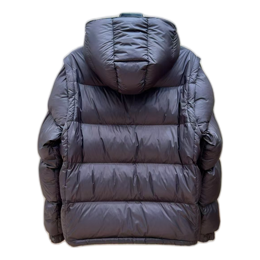Moncler Oversized Hooded Down Jacket with Chest Badge