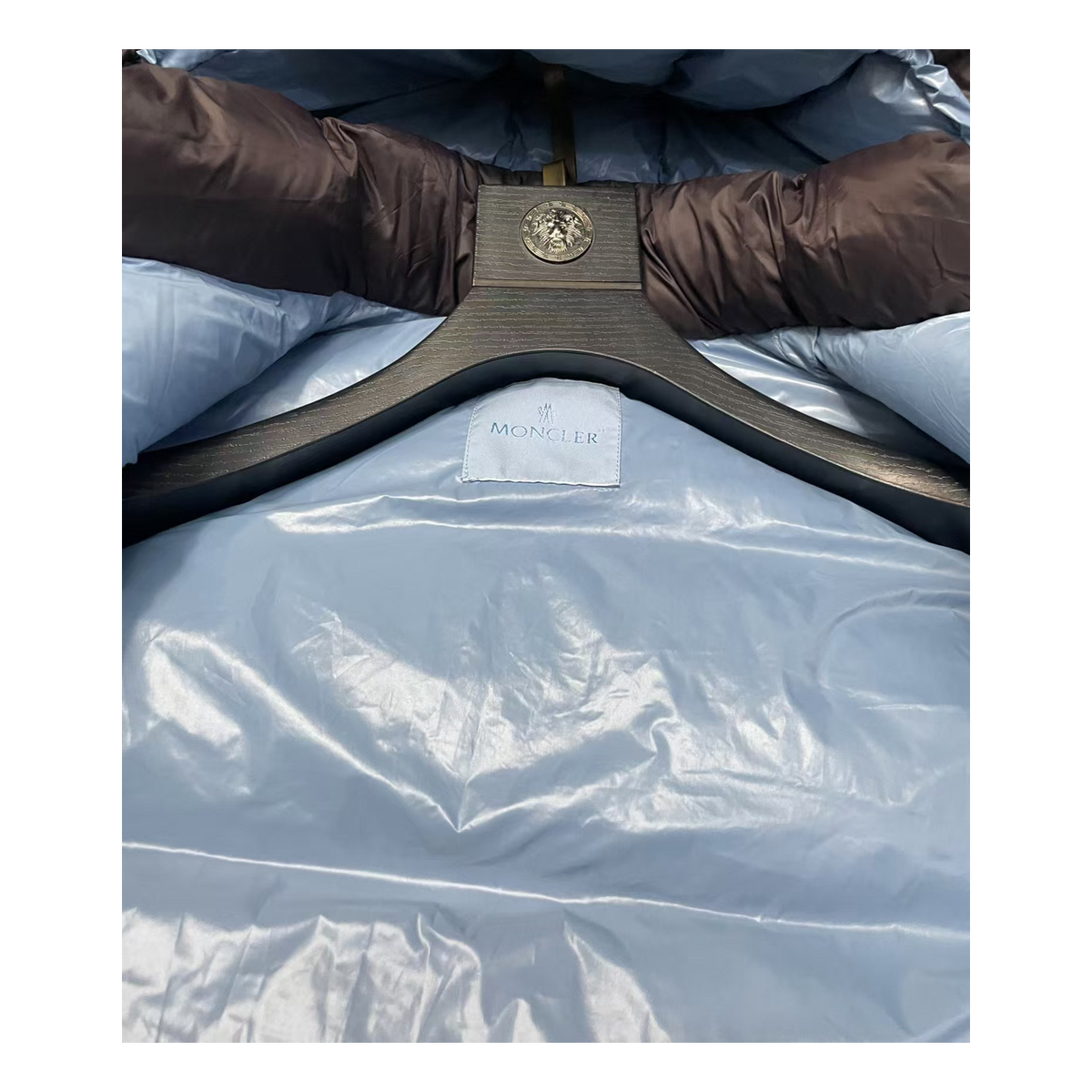 Moncler Oversized Hooded Down Jacket with Chest Badge
