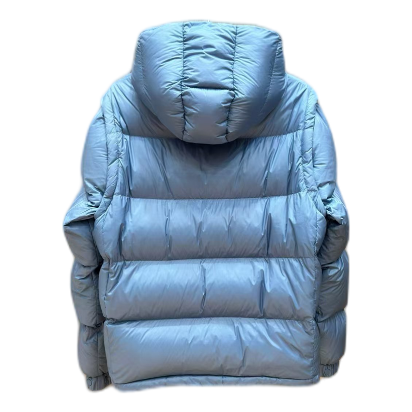Moncler Oversized Hooded Down Jacket with Chest Badge