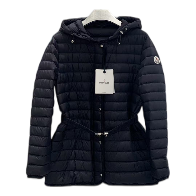 Moncler Oredon Belted Hooded Down Jacket in Black