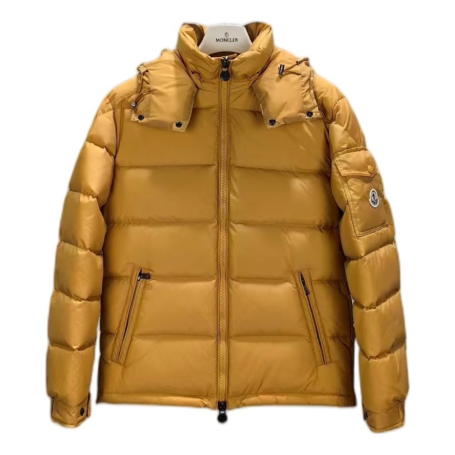 Moncler Maya Hooded Down Jacket in Yellow