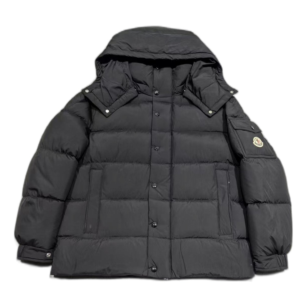 Moncler Matte Snap-Front Hooded Down Jacket
