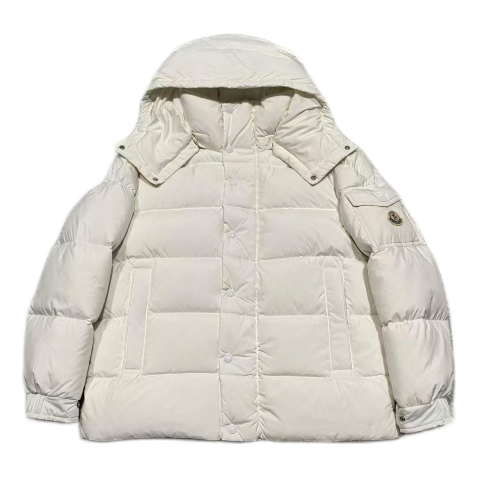 Moncler Matte Hooded Down Jacket with Snap Front