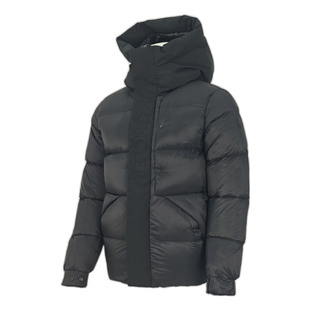 Moncler Tonal-Logo High-Collar Down Jacket in Black