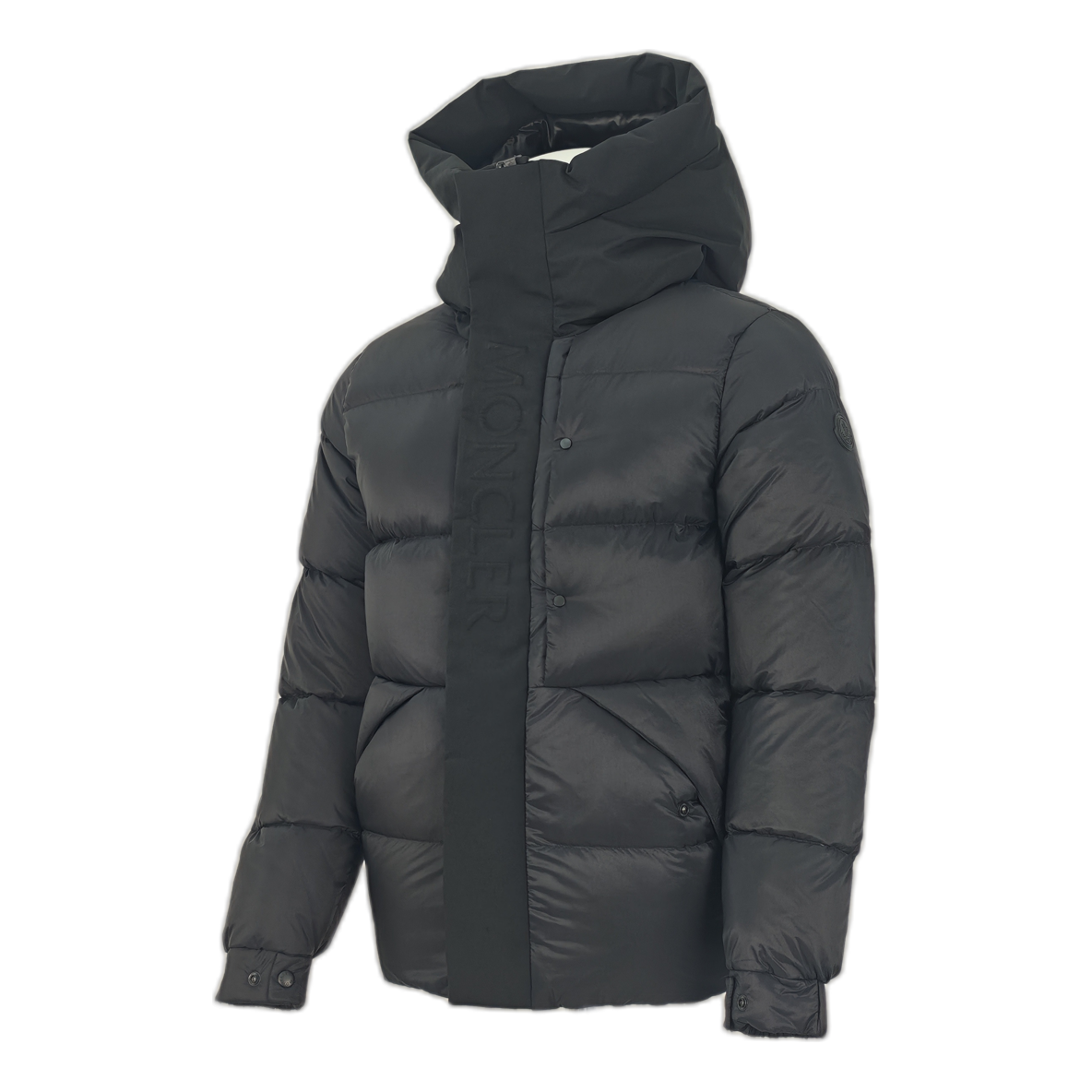 Moncler Tonal-Logo High-Collar Down Jacket in Black