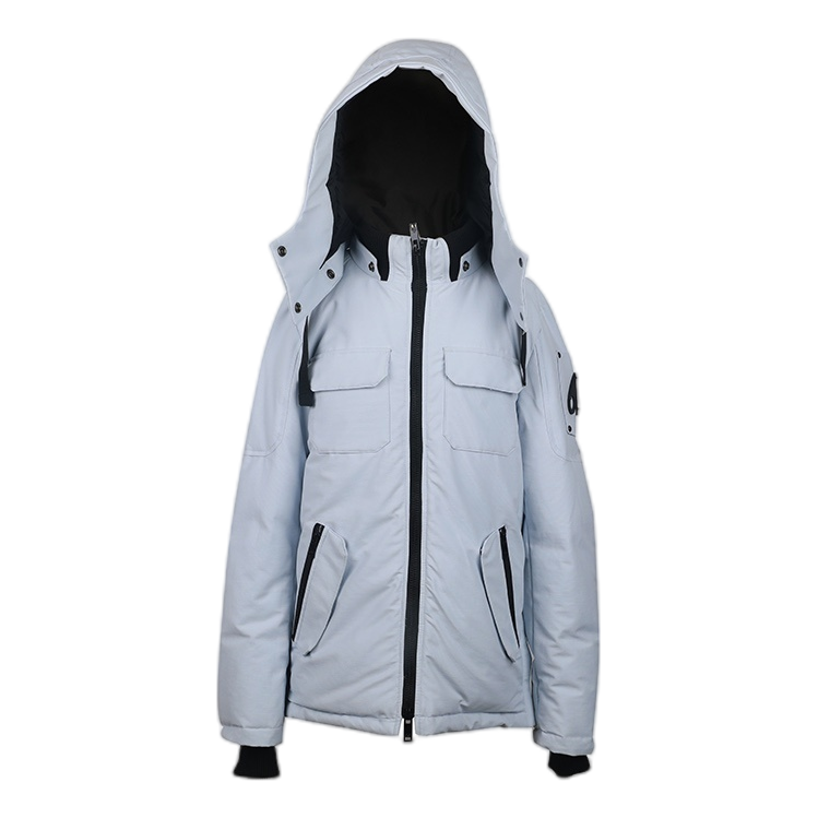 Moose Knuckles Hooded Down Parka with Contrast Pockets