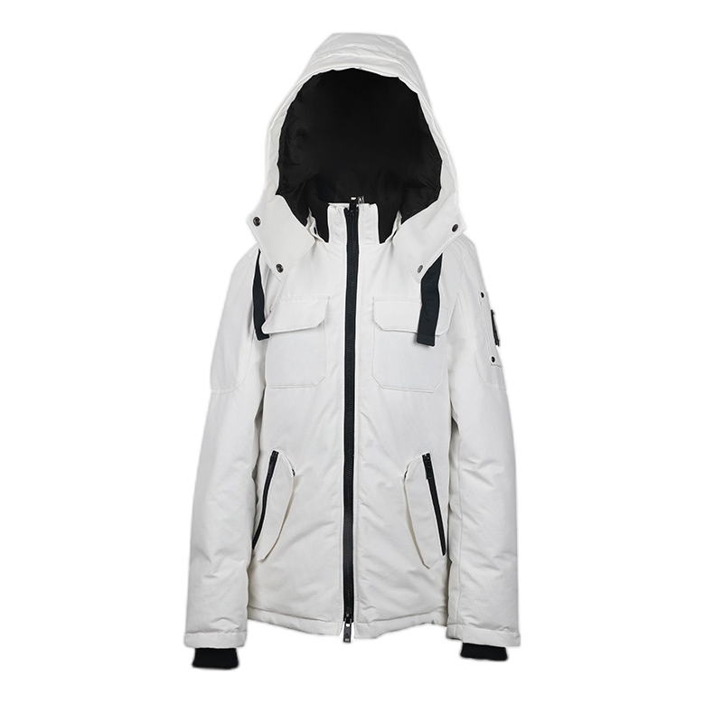 Moose Knuckles Hooded Down Parka with Contrast Pockets