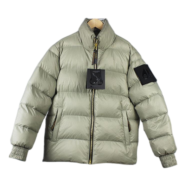 Moose Knuckles Stand-Collar Down Puffer Jacket in Sage Gray