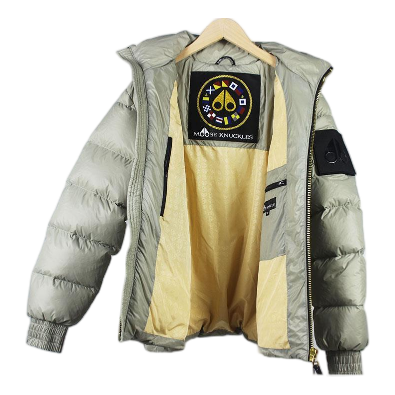 Moose Knuckles Stand-Collar Down Puffer Jacket in Sage Gray