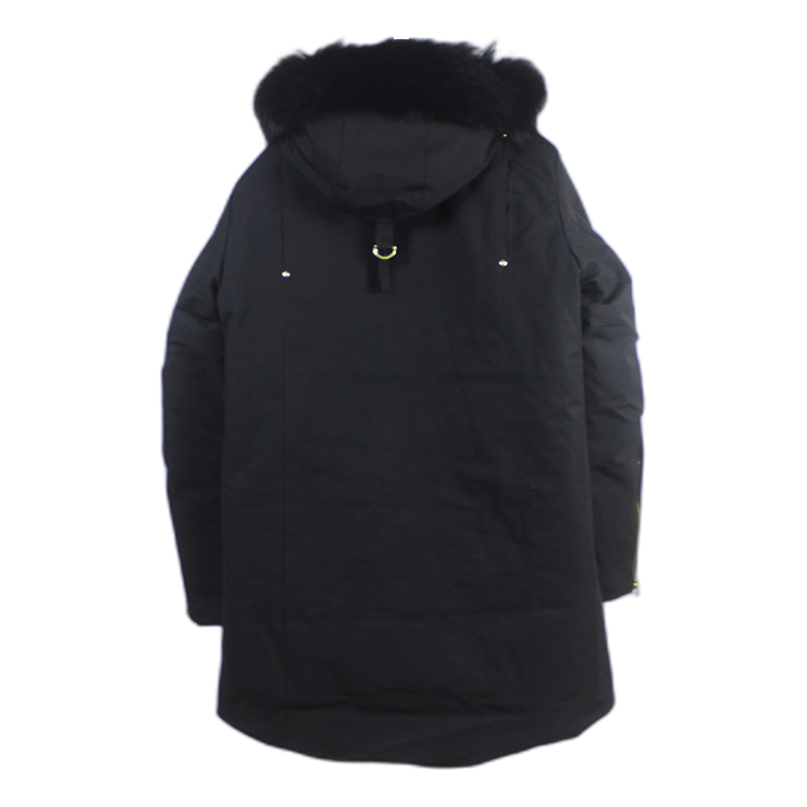 Moose Knuckles Stag Lake Fur-Trim Down Parka in Black with Gold-Tone Hardware