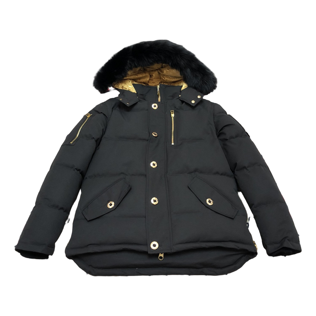 Moose Knuckles Gold 3Q Fur-Trim Hooded Down Jacket in Black