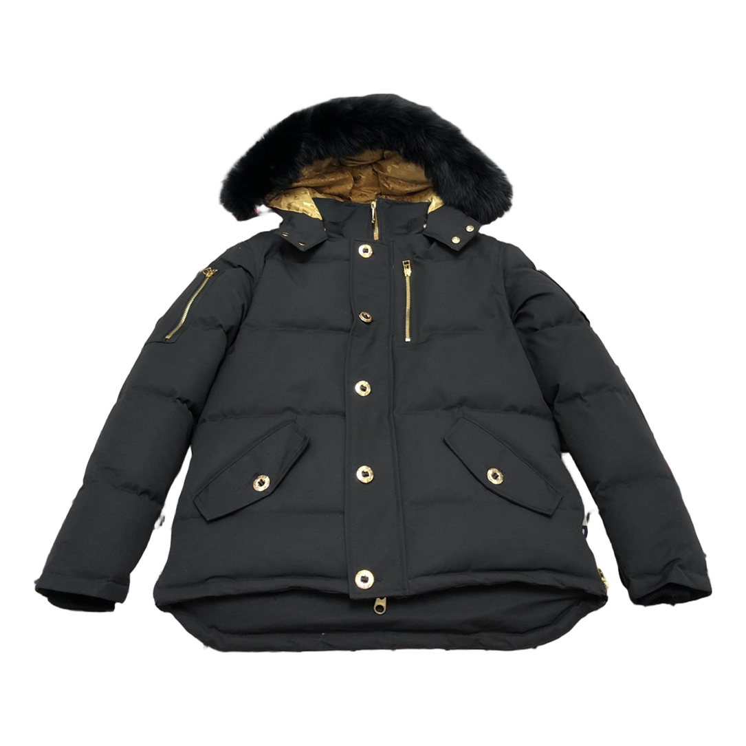Moose Knuckles Gold 3Q Fur-Trim Hooded Down Jacket in Black