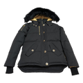 Moose Knuckles Gold 3Q Fur-Trim Hooded Down Jacket in Black